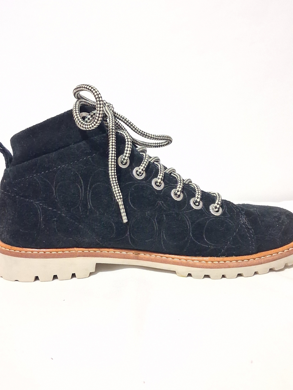 Coach Ester Embossed Black Suede Booties Womens Size 7.5 - Picture 6 of 9
